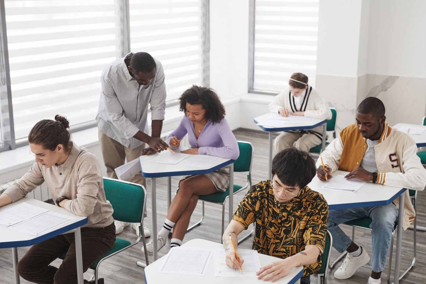 People taking part in a classroom workshop
