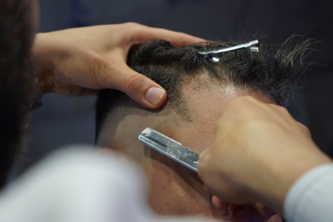 Haircut in progress