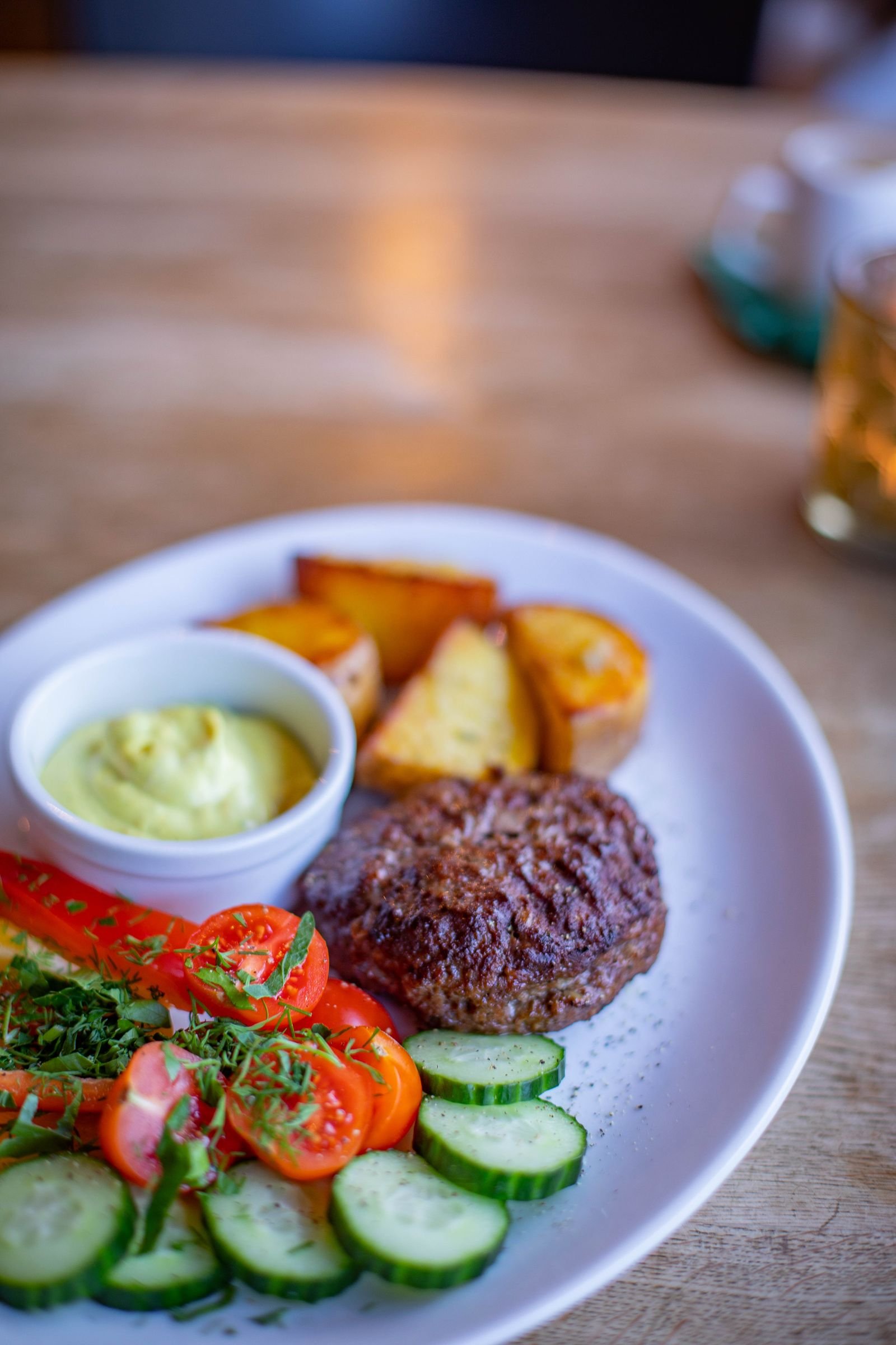A plated meal with vegetables