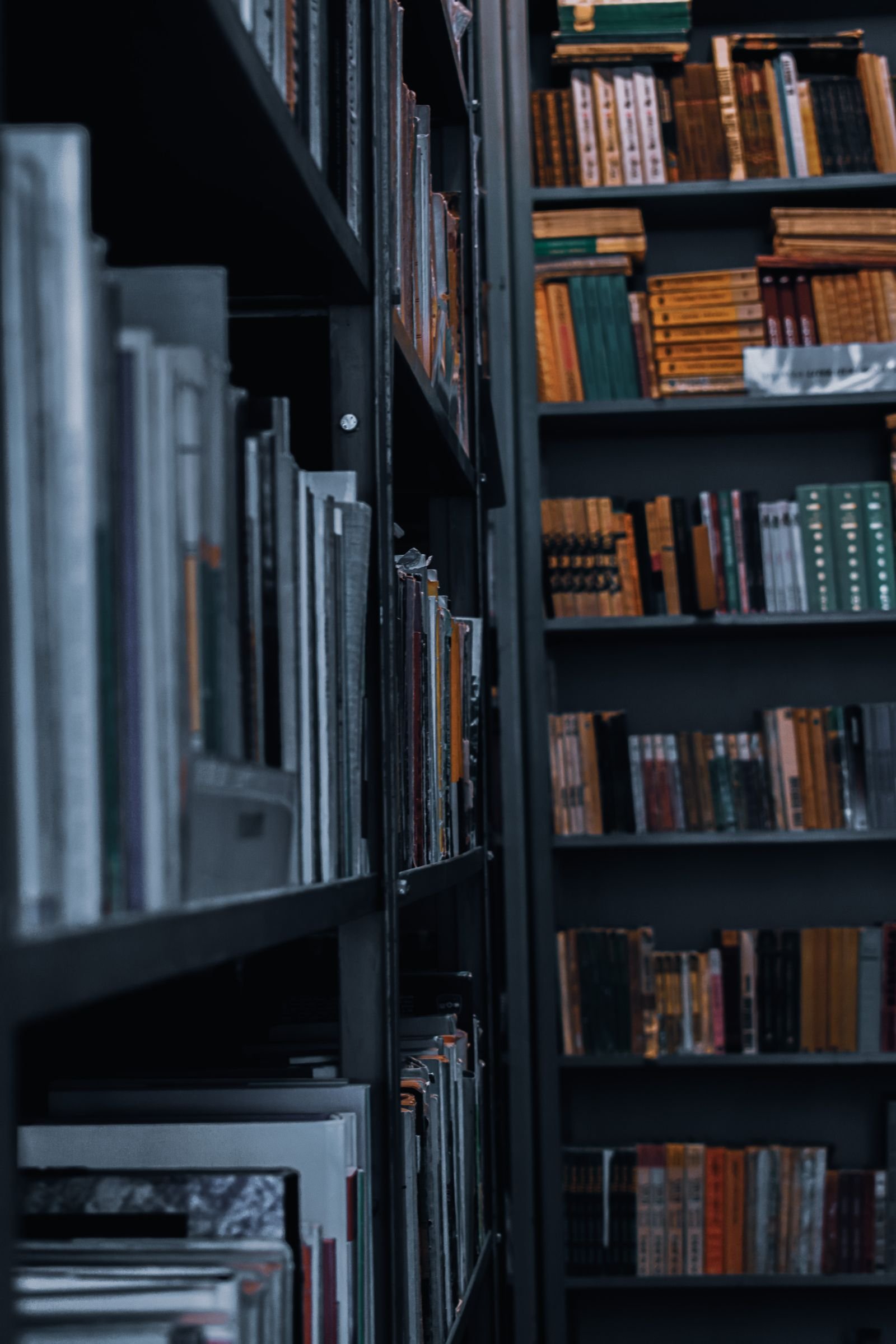 Shelves of books in a library